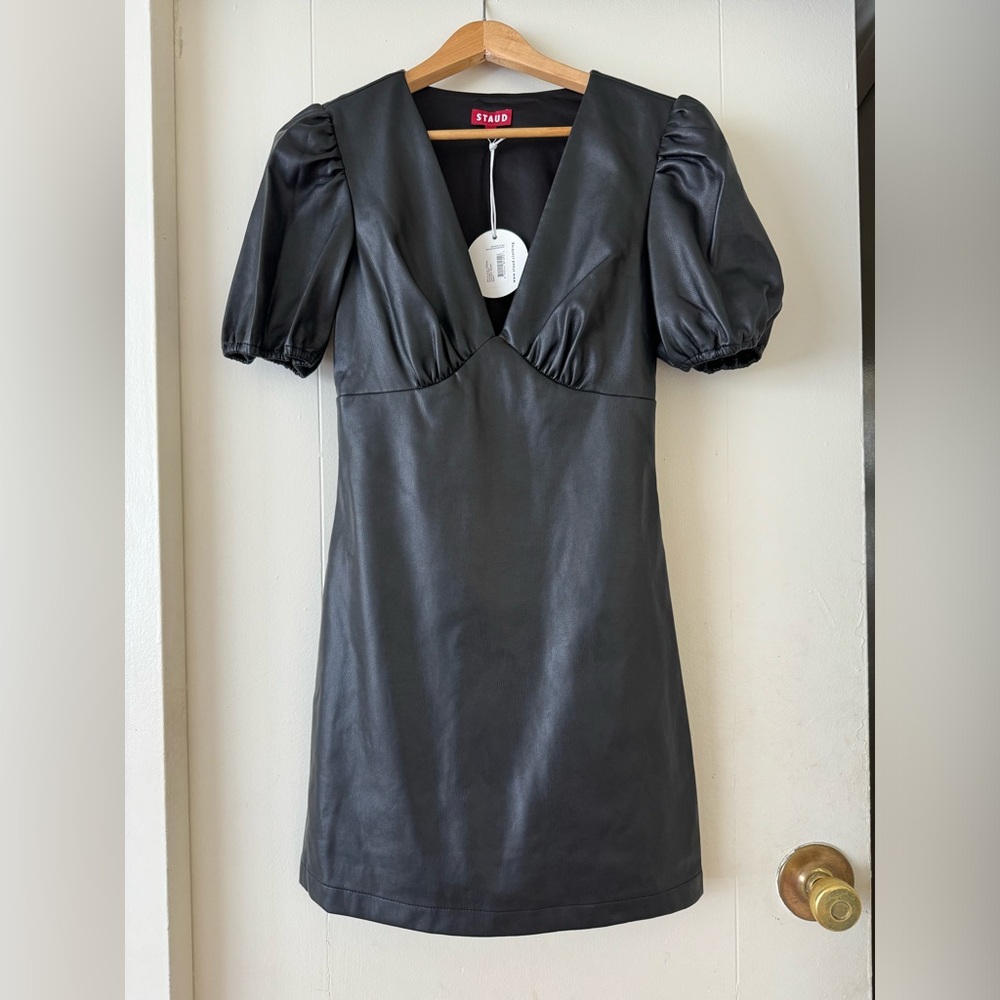 STAUD Milla Mini Leather Dress - Size 6